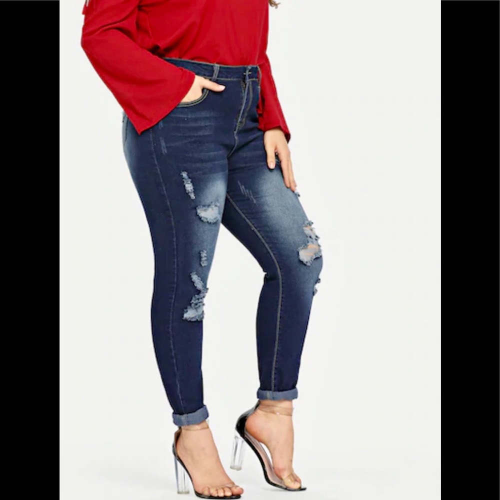 Plus skinny ripped jeans